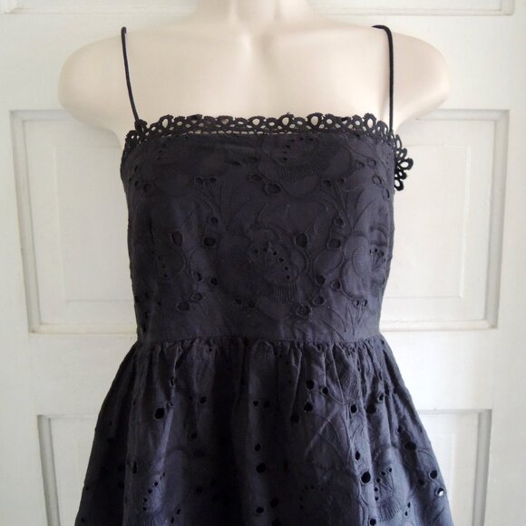 Reclaimed Vintage ASOS Black Eyelet Layered Mini Dress 10 - Picture 3 of 10